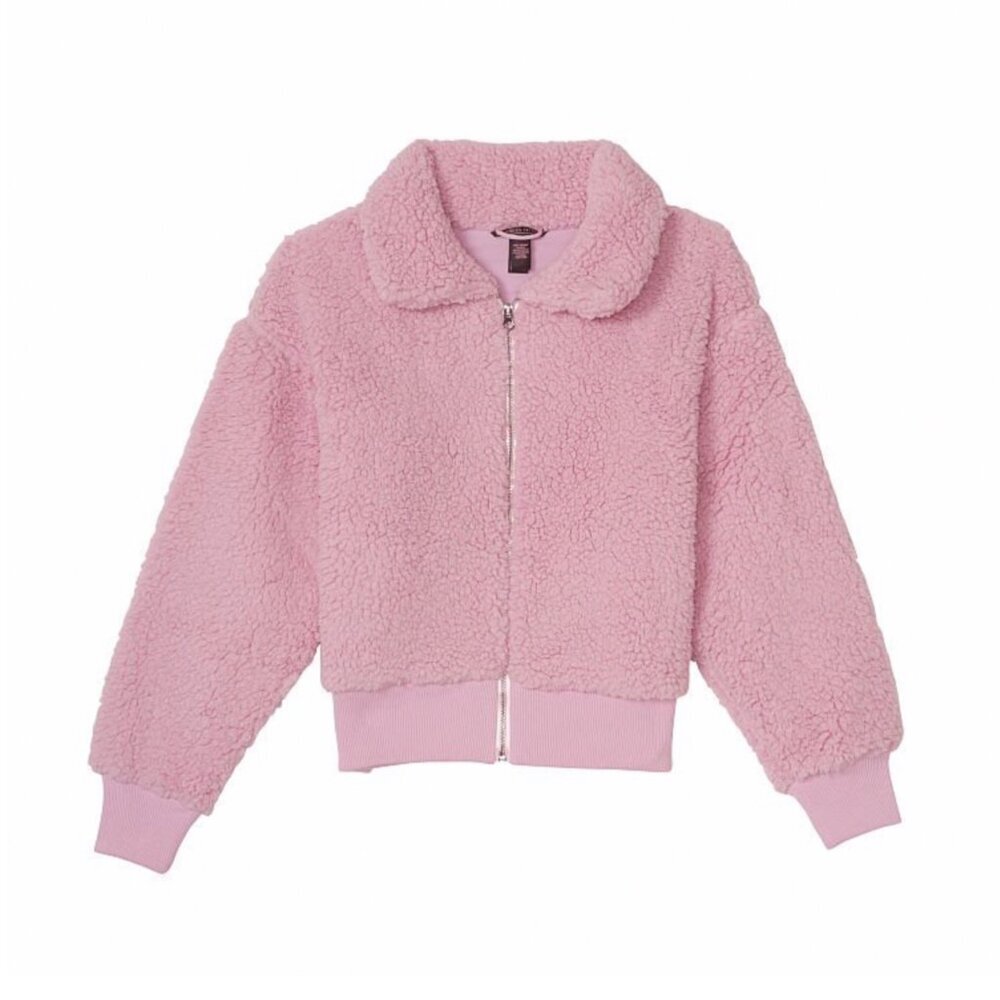 Victoria’s Secret ✦ Plush Fleece Zip Jacket ✦ Pink Embroidered Logo Back Soft XL - Picture 3 of 7